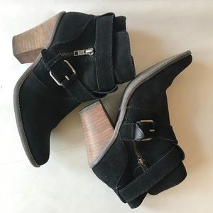 Dolce Vita Black Suede Booties with Buckle Zipper